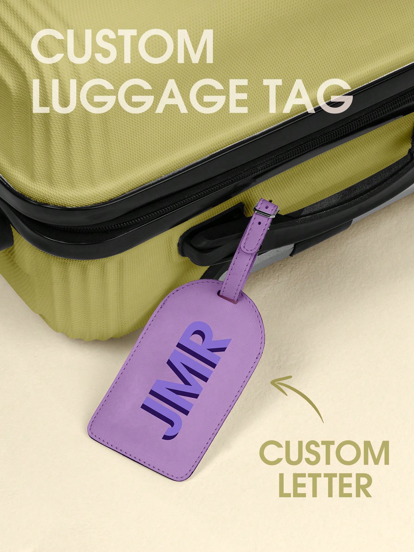 Travel Accessories New - ป้ายติดกระเป๋าเดินทางแบบกำหนดเองได้ พิมพ์อักษรย่อ ป้ายหนัง PU ป้ายติดกระเป๋าเดินทาง พิมพ์
