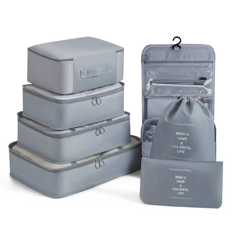 Travel Accessories Packing Cubes - ชุดจัดเก็บสัมภาระสำหรับนักศึกษาหอพัก กระเป๋าจัดระเบียบแบบหลายช่องสำหรับเสื้อผ้า ของใช้ในห้องน้ำ รองเท้า และเสื้อผ้า