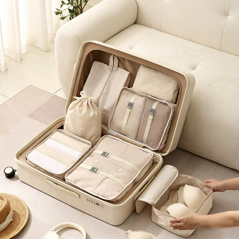 Travel Accessories Packing Cubes - ชุดกระเป๋าจัดระเบียบ 7 ชิ้น - กระเป๋าจัดระเบียบสัมภาระสำหรับเสื้อผ้า รองเท้า