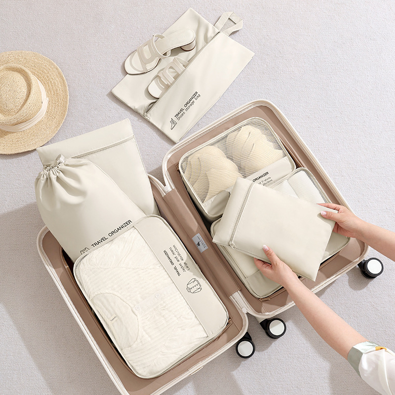 Travel Accessories Packing Cubes - ชุดจัดระเบียบกระเป๋าเดินทาง QX2E 6 ชิ้น พร้อมกระเป๋าใส่รองเท้า กระเป๋าใส่เครื่องสำอาง