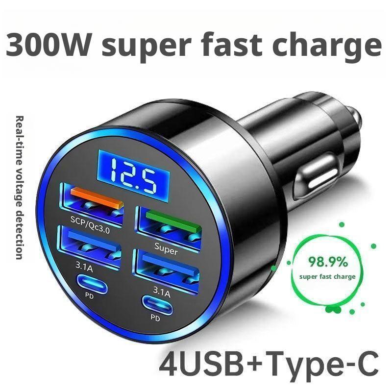 Travel Plug Type C - ที่ชาร์จในรถยนต์ 300W PD 6 พอร์ต ชาร์จเร็ว