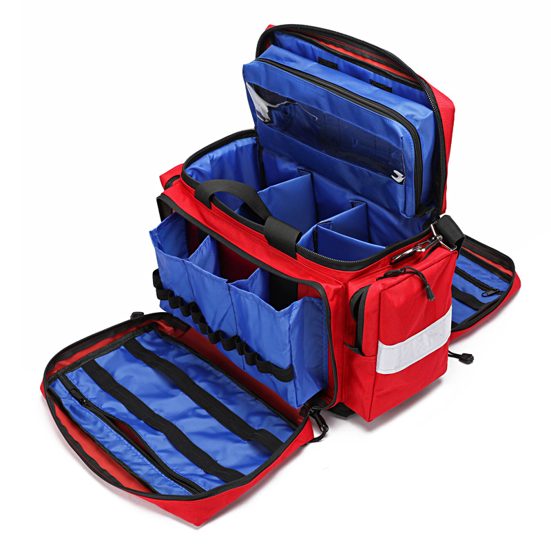 First Aid Travel Kit - ชุดปฐมพยาบาลกลางแจ้งความจุขนาดใหญ่พร้อมแถบสะท้อนแสง กระเป๋าเก็บแบบพกพา มีหลายตัวเลือกในการพกพาสำหรับกรณีฉุกเฉิน
