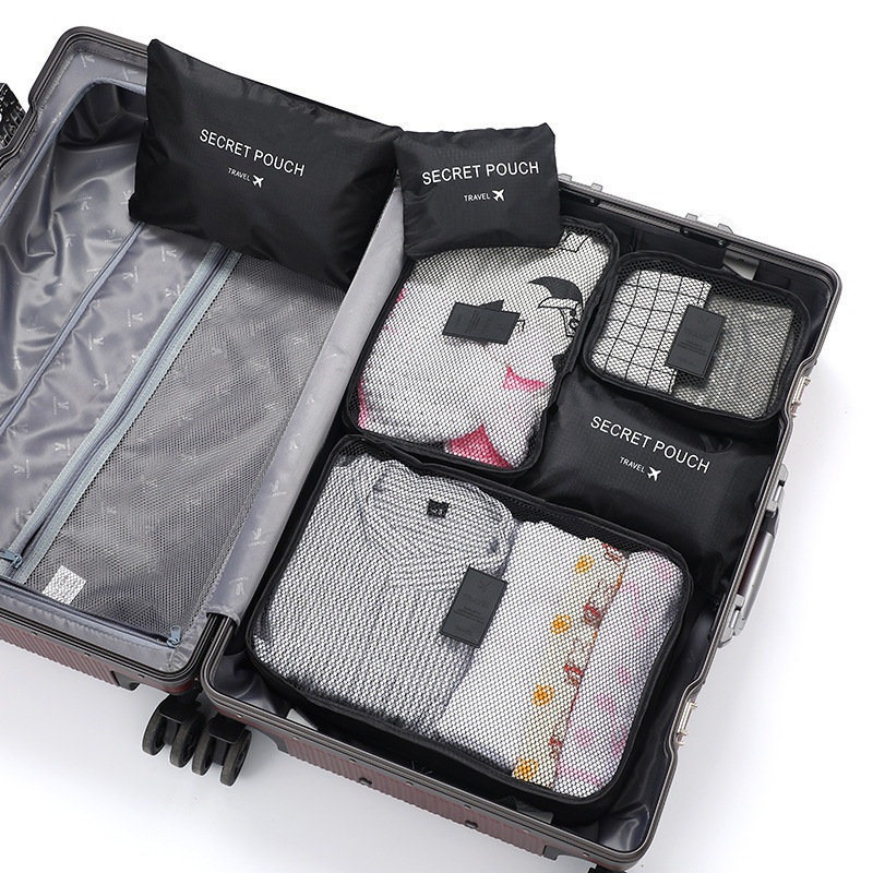 Travel Accessories Packing Cubes - 6 ชุดกระเป๋าเก็บของสำหรับเดินทางขนาดเล็ก กล่องจัดระเบียบสัมภาระสำหรับกระเป๋าเดินทาง สำหรับเสื้อผ้า รองเท้า และอุปกรณ์เสริมสำหรับการเดินทาง