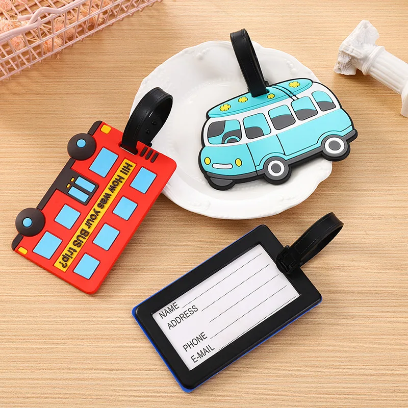 Travel Packing Cube - น่ารักการ์ตูนรถยนต์ PVC ซิลิโคนแท็กกระเป๋าเดินทางกระเป๋าเดินทางชื่อแท็กกระเป๋าเดินทาง Boarding Pass อุปกรณ์เสริมการเดินทาง