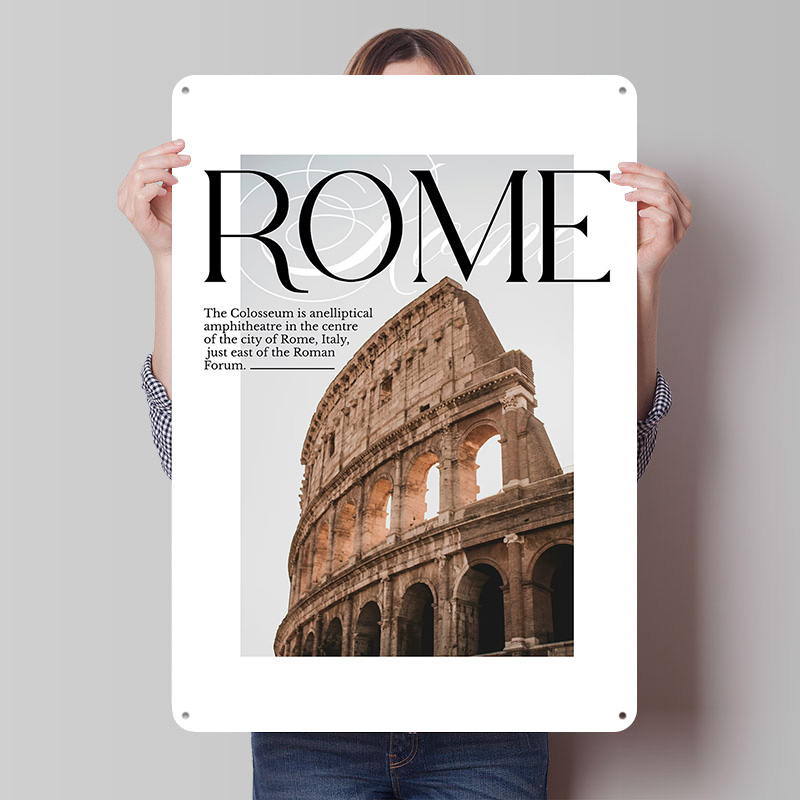 Travel Accessories Rome - โปสเตอร์ท่องเที่ยวโรมโคลอสเซียม ป้ายโลหะวินเทจแบบกำหนดเอง ศิลปะติดผนัง ป้ายดีบุกย้อนยุค สำหรับตกแต่งบ้าน ของตกแต่งบ้าน