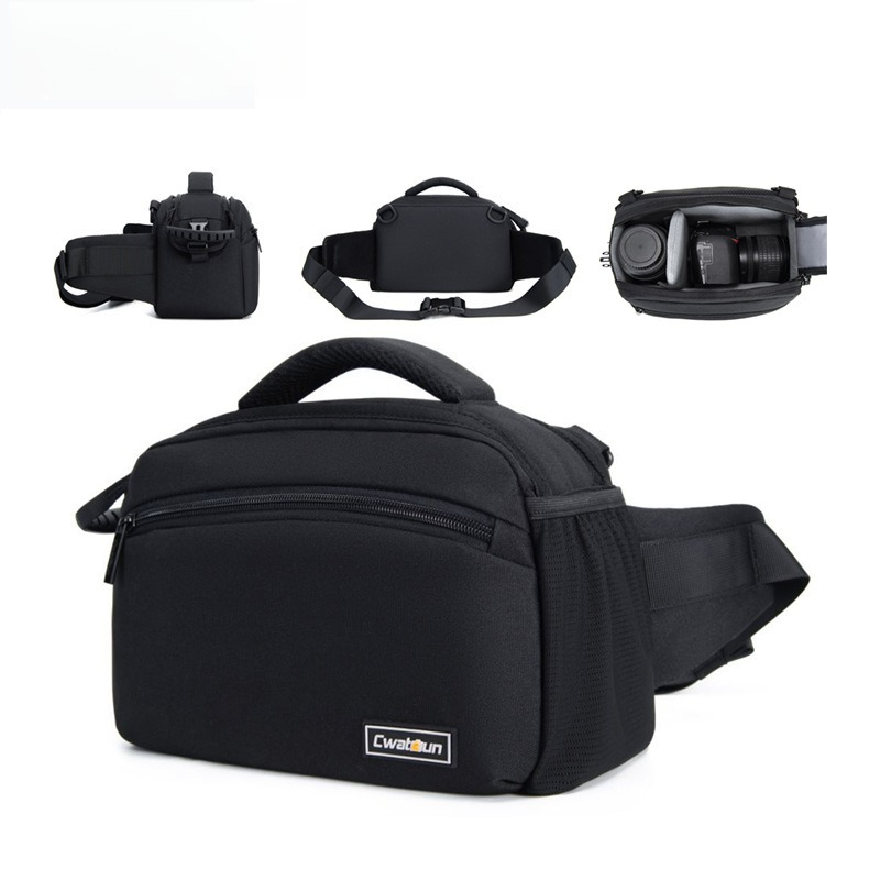Camera Bag Travel - กระเป๋าสะพายไหล่เดียวกันน้ำสำหรับกล้อง DSLR SLR กระเป๋าคาดเอวสำหรับการถ่ายภาพกลางแจ้งเดินป่าท่องเที่ยวกระเป๋าถือแบบพกพา