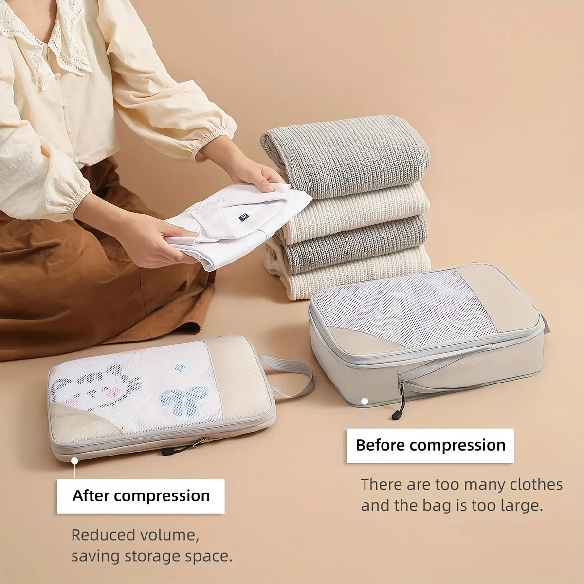 ลูกบาศก์บรรจุการบีบอัดการเดินท - Travel Accessories Packing Cubes บทวิจารณ์และราคา