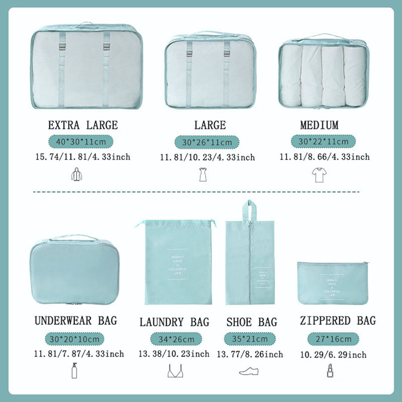 ชุดกระเป๋าจัดระเบียบสำหรับเดิน - Travel Accessories Packing Cubes บทวิจารณ์และราคา
